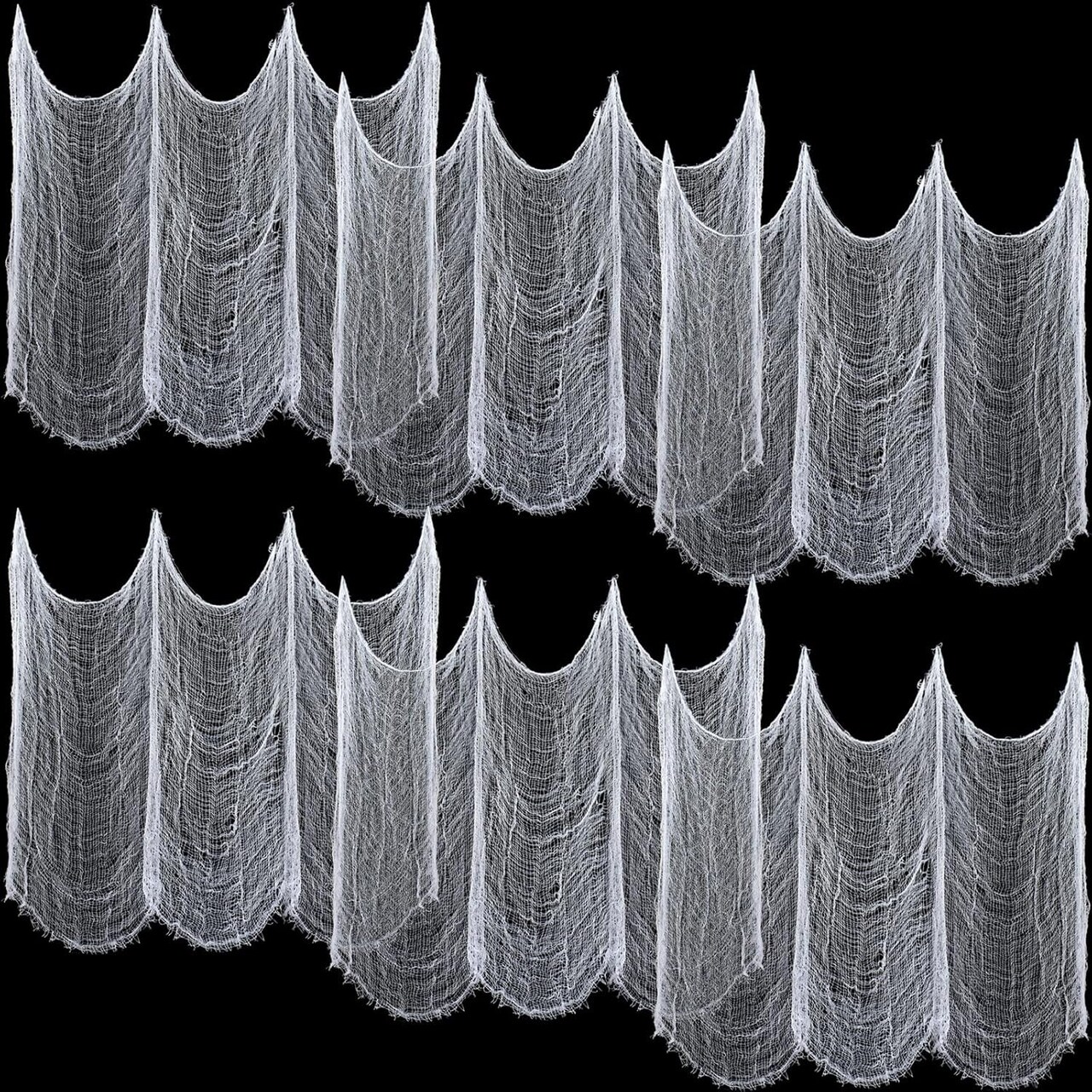 6 Pack Halloween Creepy Cloth 30 X 75 Inches Halloween Decoration Spooky Scary Gauze Cloth White Cheesecloth for Halloween Party Supplies Outdoor Yard Home Wall Doorways